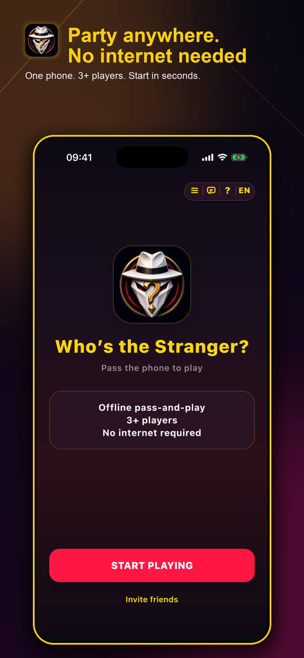Offline party setup screen