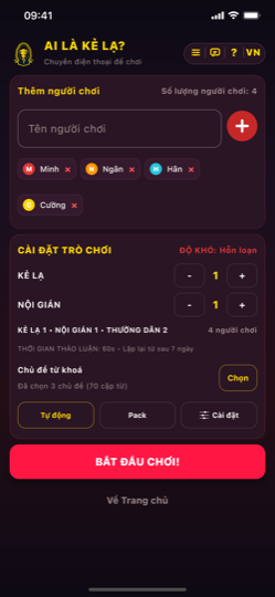 Thiết lập người chơi